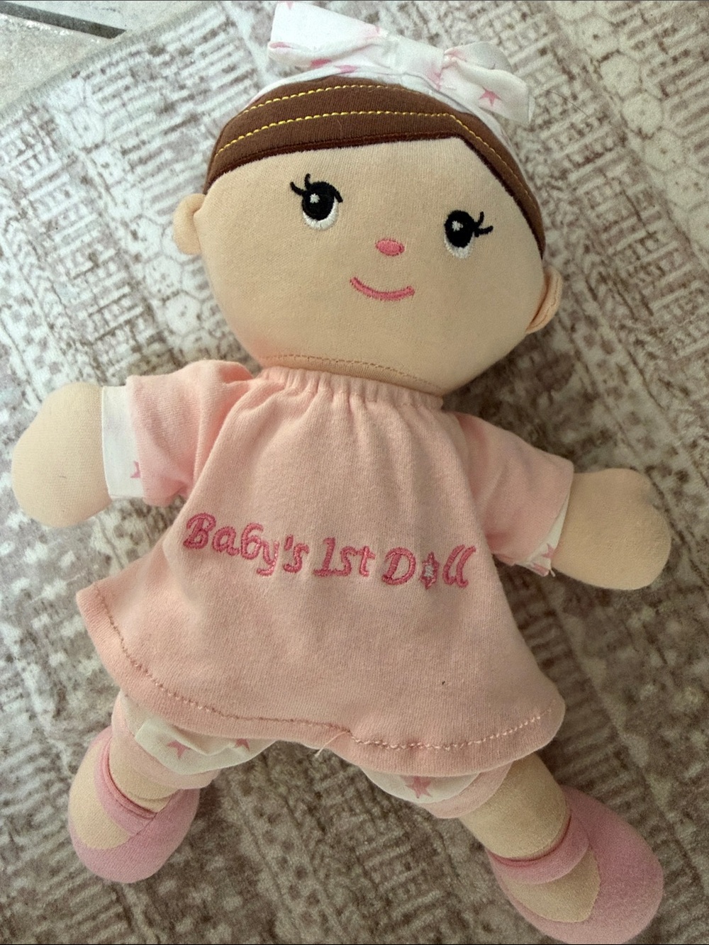Plush Baby Doll in Pink Outfit with Bow - Soft Cuddly Toy - Picture 4 of 4